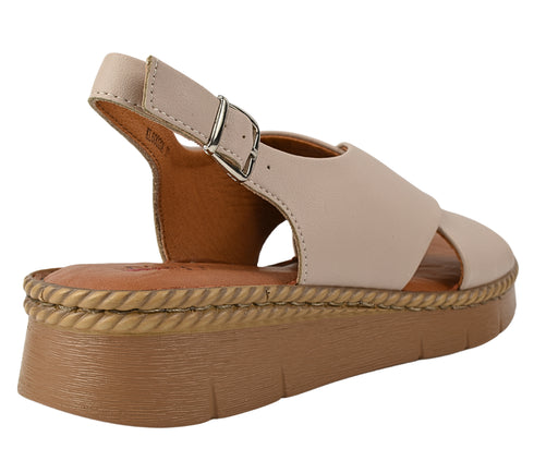 Sandale casual, dama, PASS COLLECTION, KL60020A bej, piele naturala